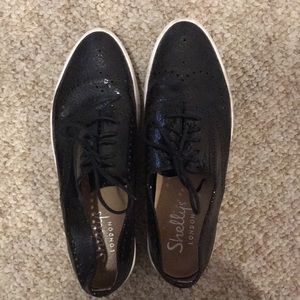 Shelly’s London shiny black Oxford shoes